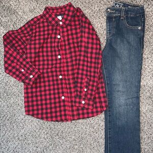 The Children's Place Red and Black Plaid Button Down Shirt